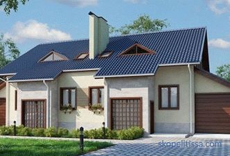 Projekty domów i domków jednorodzinnych dla 2 rodzin o różnych wejściach, planowaniu, cenach na budowę w Moskwie